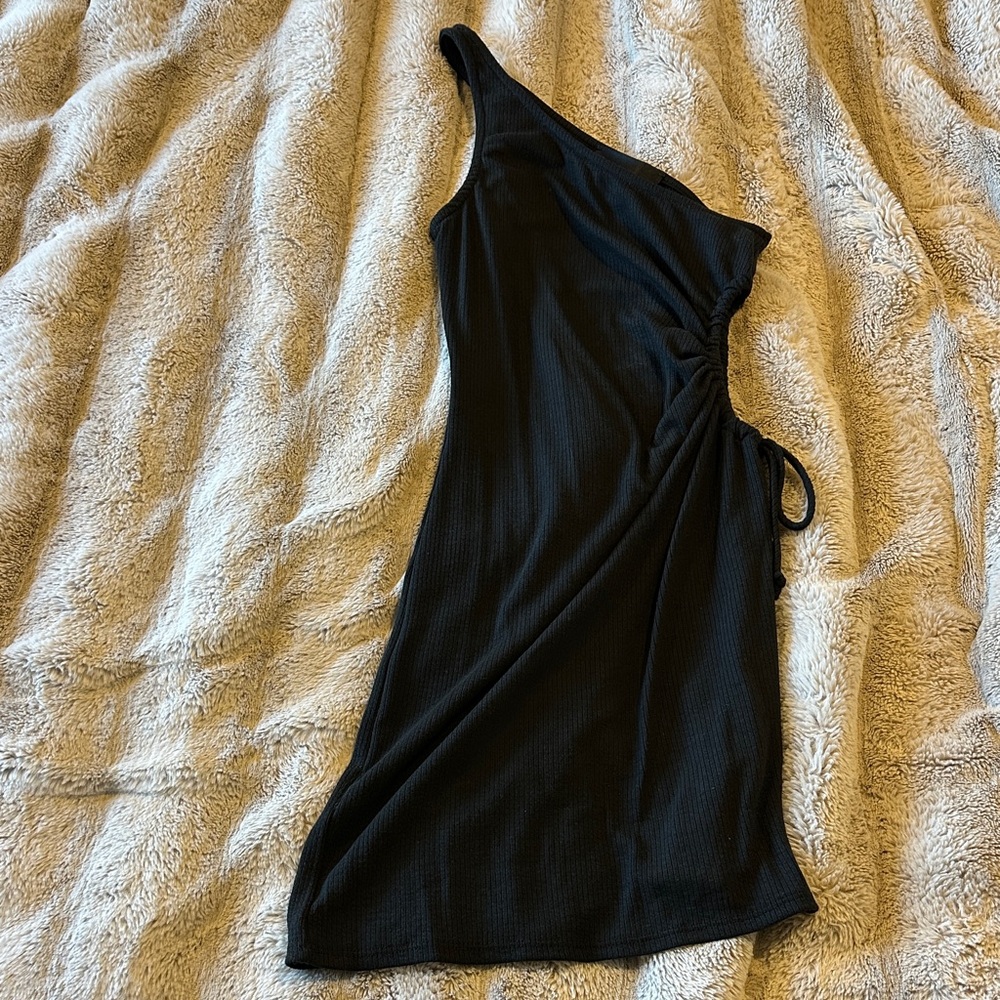Black One-Shoulder Mini Dress